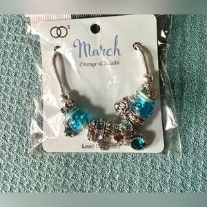 Blue and Silver Charm Bracelet (March)